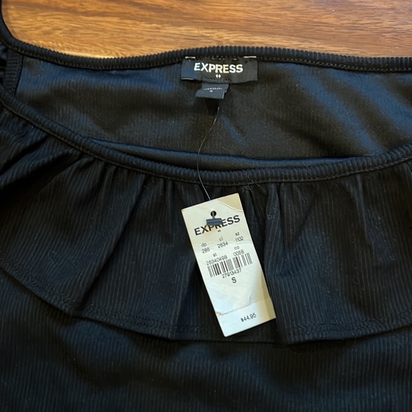 Express- NWT Black Ribbed &Flared Bodysuit - Picture 2 of 5